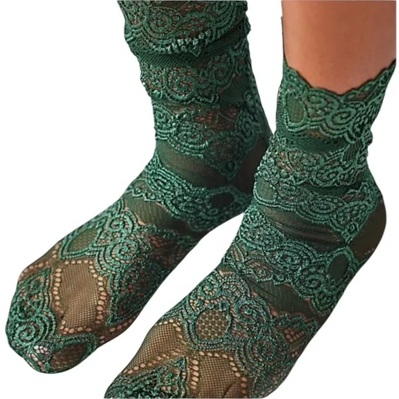 Free People Camila Lace Lacey Sheer Stockings Lingerie Socks | One Size - Picture 1 of 6